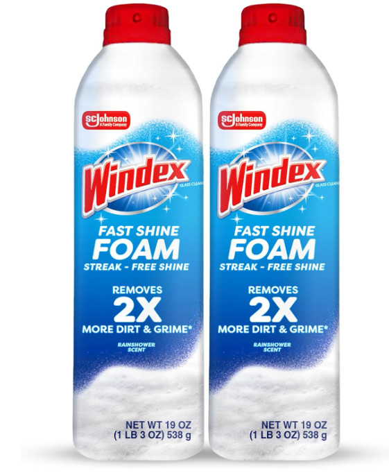 19oz Twin Pack, Foaming Glass Cleaner Spray, No Drip Streak Free Windows Mirrors