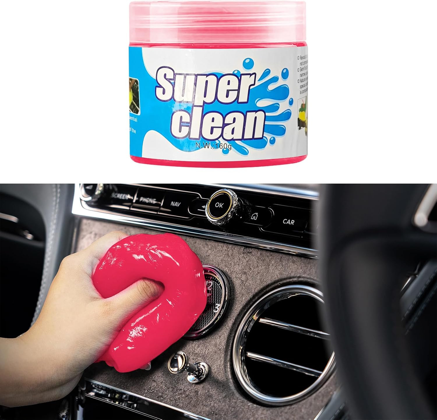 Car Cleaning Gel – Universal Detailing Kit for Automotive and Electronics (Pink)