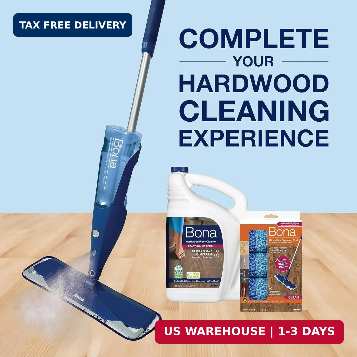 Hardwood Floor Cleaner Refill – 128 Fl Oz – Unscented – Refill for Spray Mops a