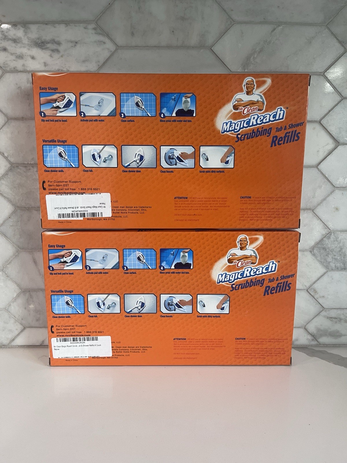 Mr. Clean Magic Reach Scrubbing Tub & Shower Pads 8 Refill Pads NIB (2) Availabl