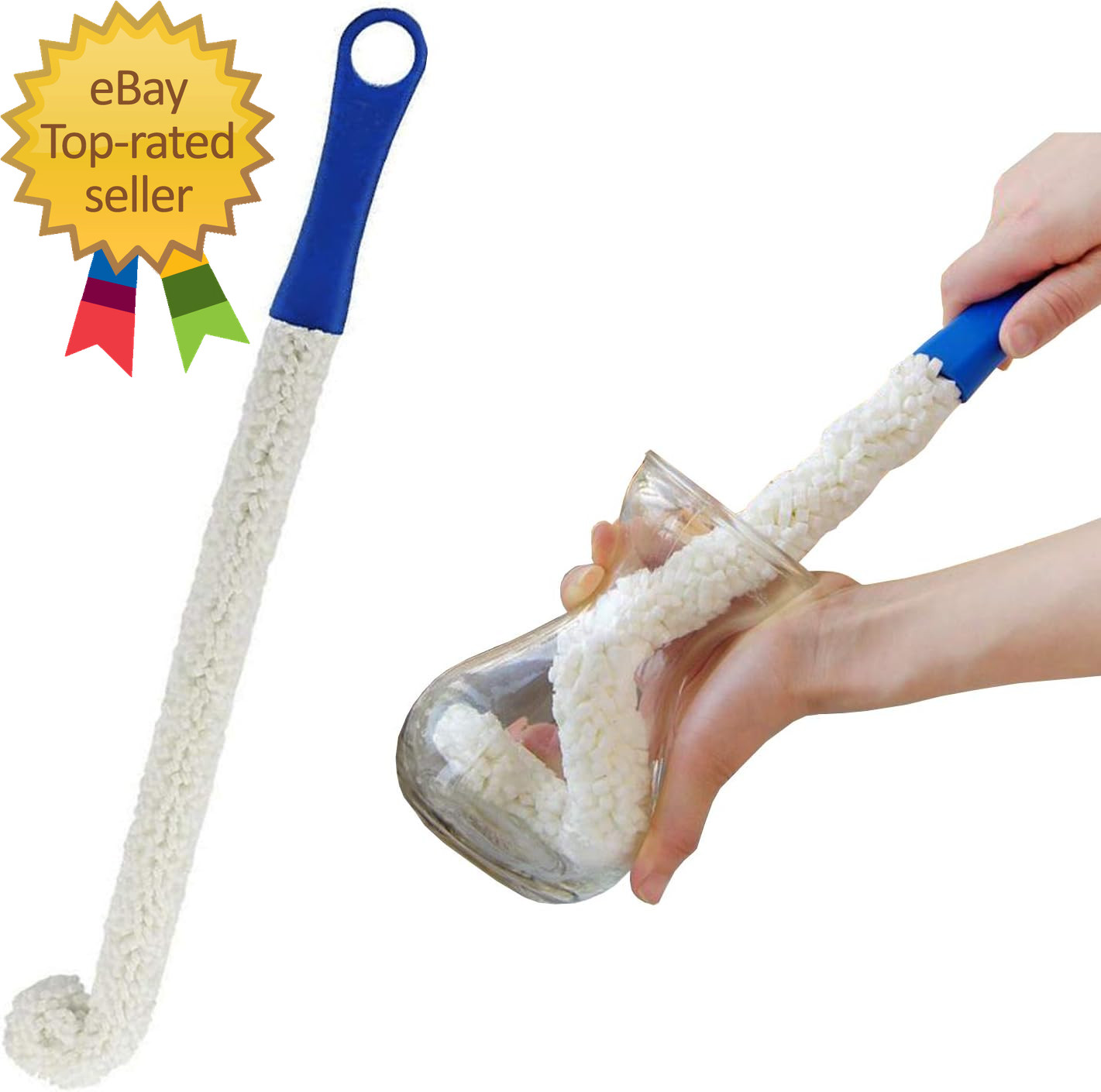16-Inch Flexible Foam Washing Wand, Long Bottle Brush for Water Bottles | Water