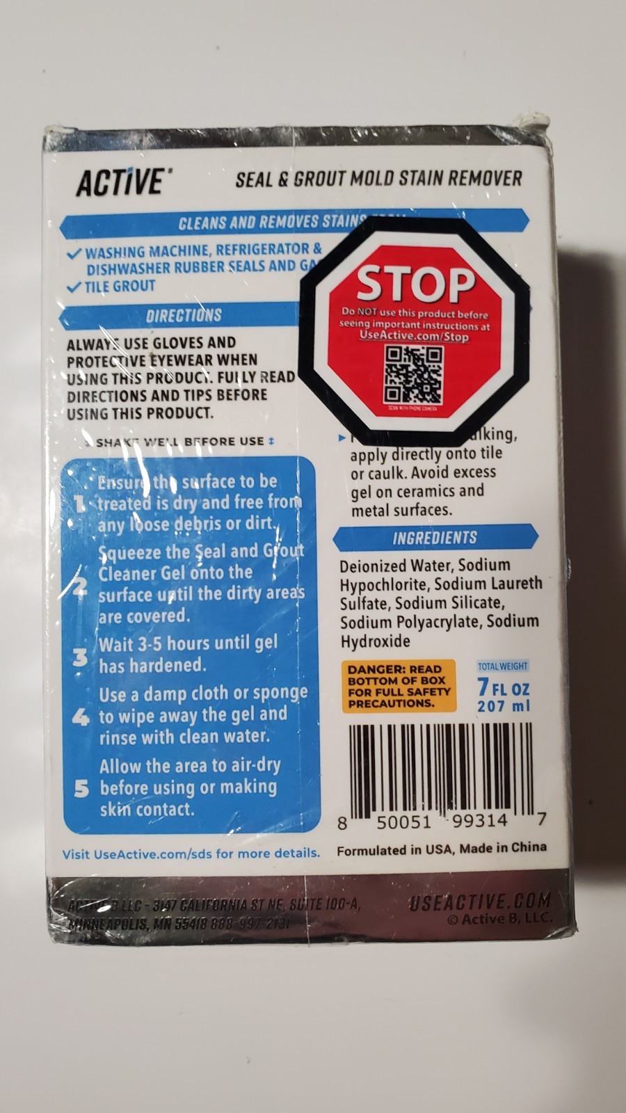 Active Seal & Grout Mold Stain Remover- 7oz-207ml .