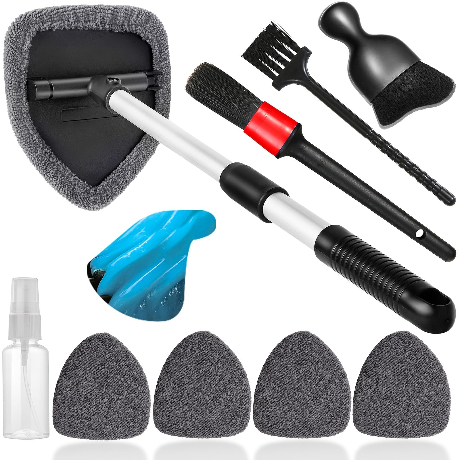 “10pcs Windshield Cleaner Tool Kit with Reusable Microfiber Pads & Spray Bottle”
