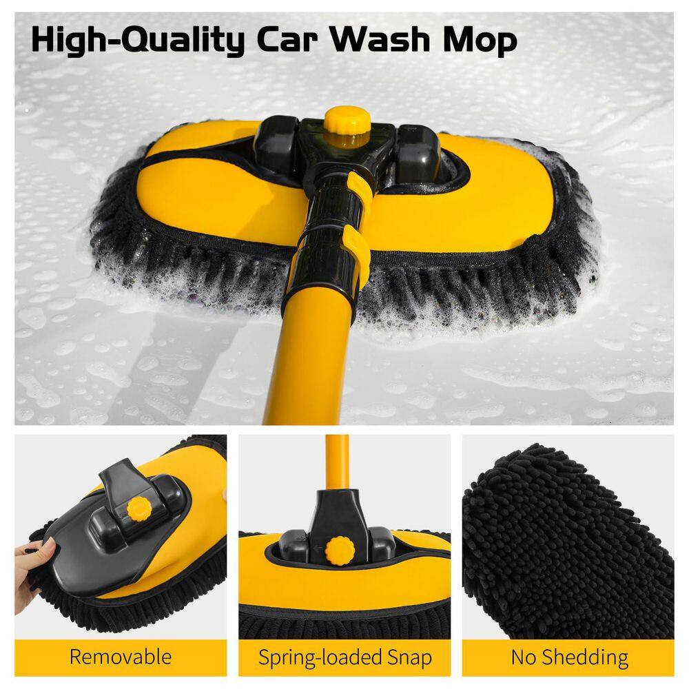 15° Curved Automotive Care Brushes with Extendable Pole Microfiber RV Wash Mop f