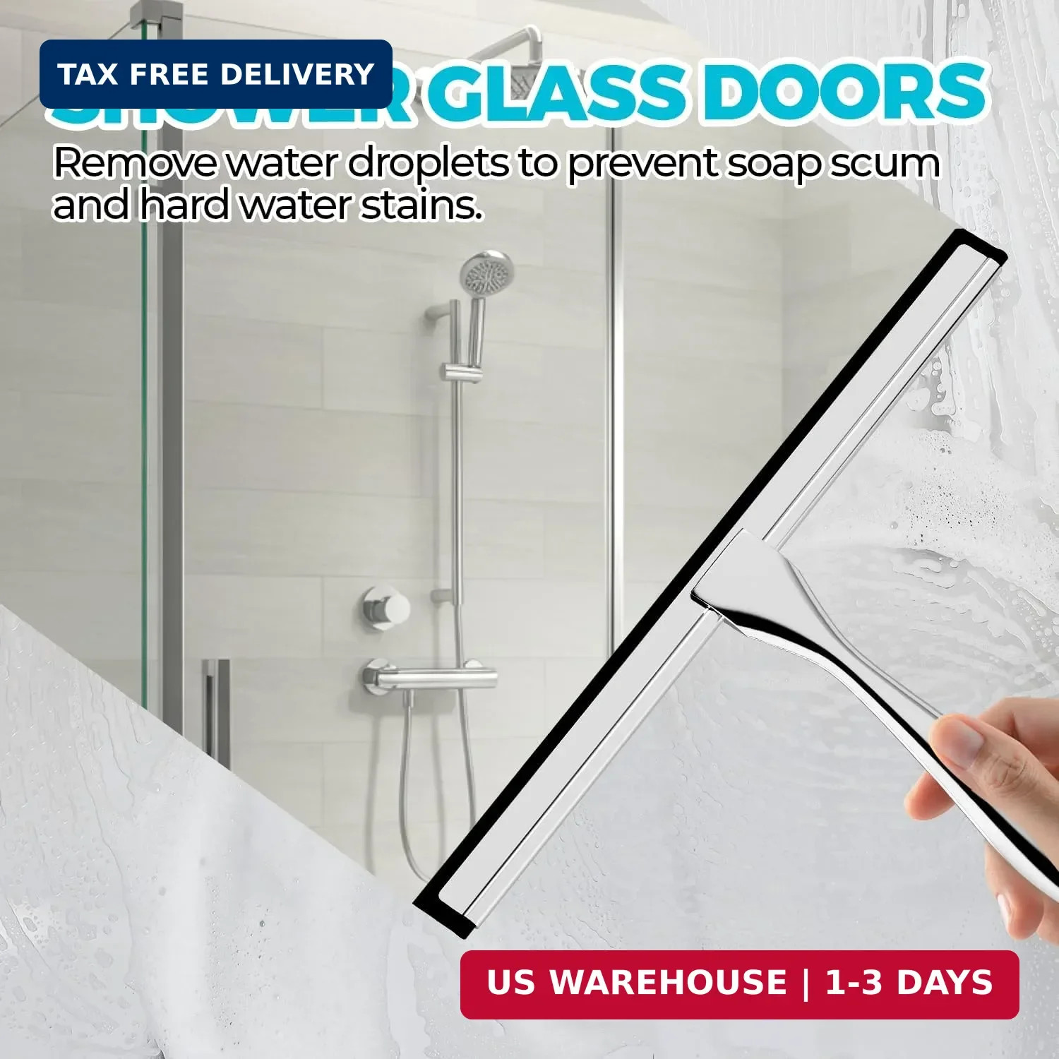 12-Inch All-Purpose Shower Squeegee for Shower Doors, Tile Shower Walls,Bathroom