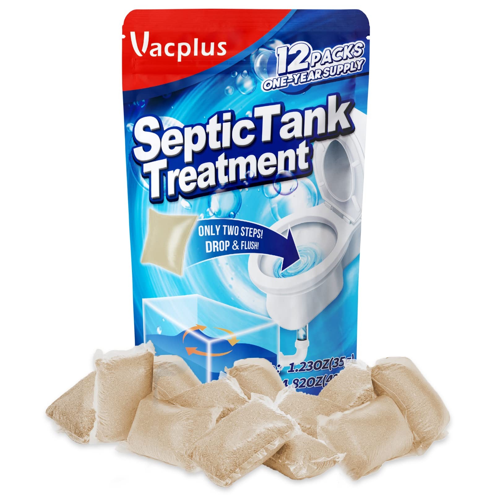 Septic Tank Treatment 12 Pcs Year Supply Dissolvable Packs Biodegradable Enzymes