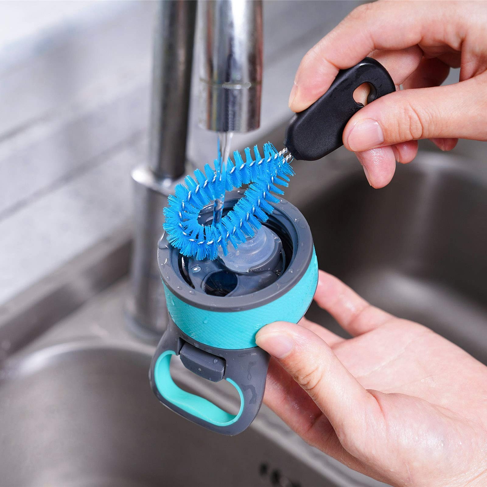 3-in-1 Stainless Steel Bottle Brush and Straw Cleaning Set, Long Handle Scrub…