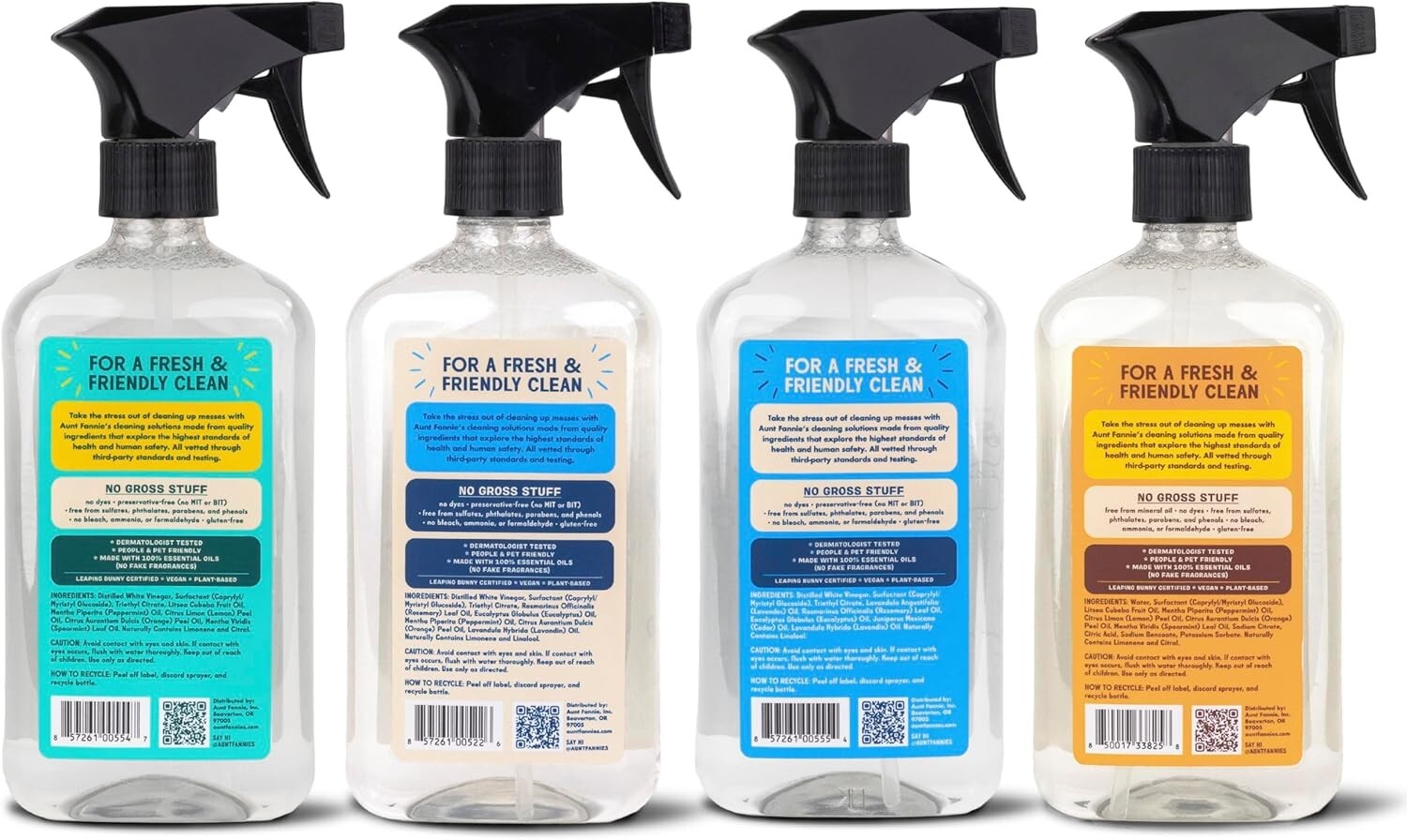 All-Purpose Cleaning Spray Variety – 4 Bottles with Natural Ingredients, 16.9 oz