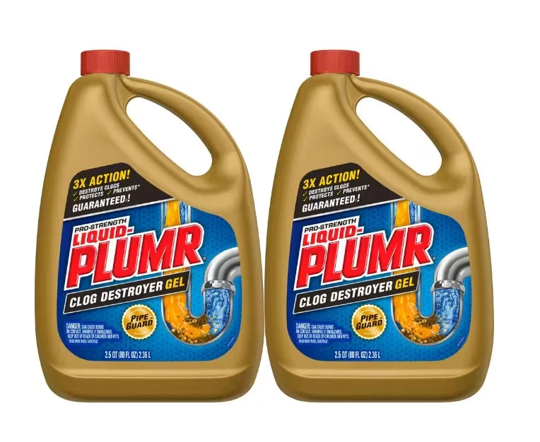 2 PACK. Liquid-Plumr 80 oz. Pro Strength Full Clog Destroyer and Drain Cleaner