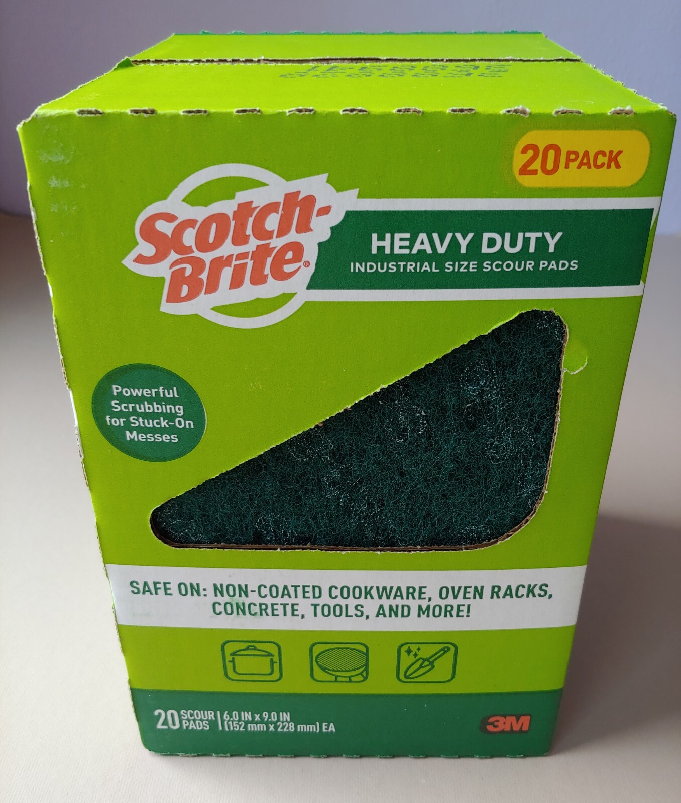 3M Scotch-Brite Green Score Pads Heavy Duty Industrial Size 6″x9″ 20pads
