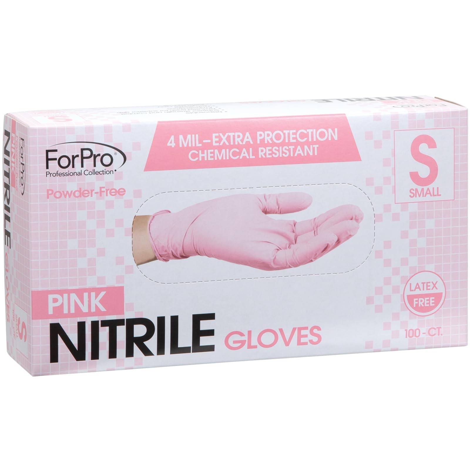 ForPro Professional Collection Disposable Nitrile Small (Pack of 100), Pink