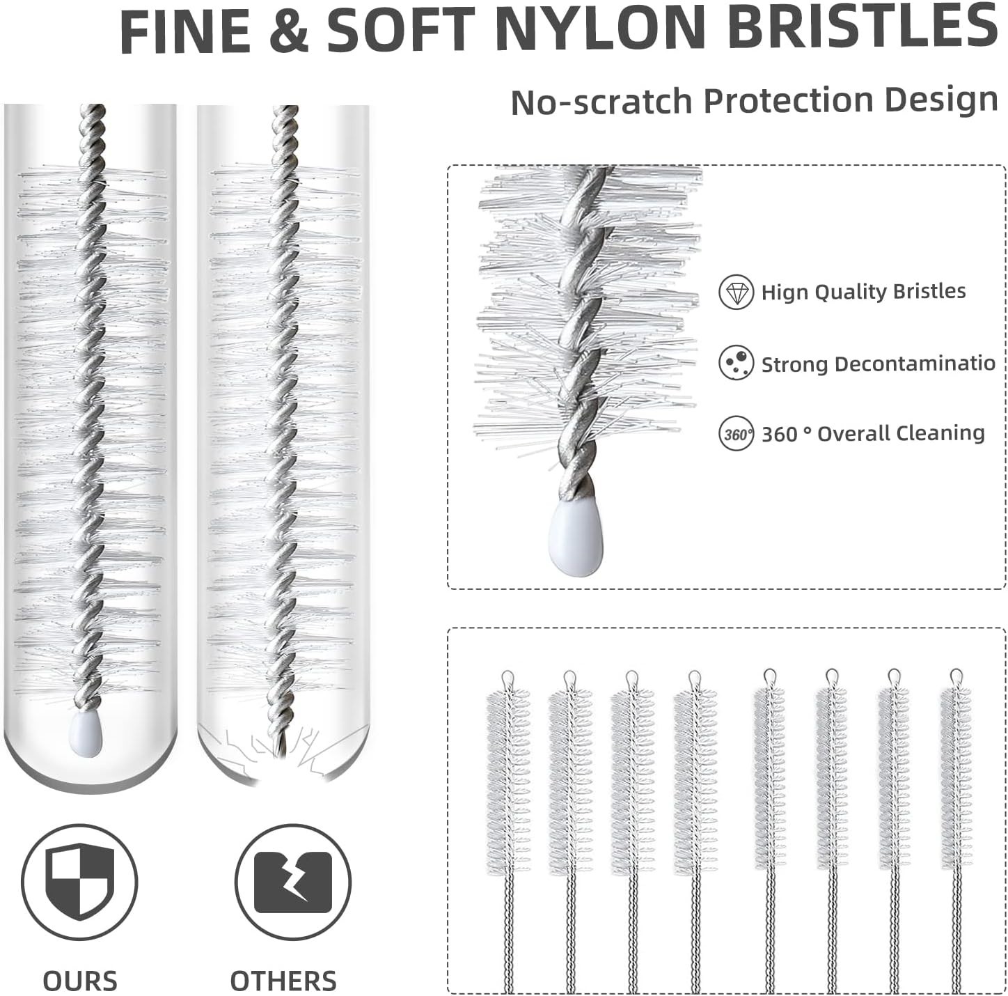 Flexible Dishwasher Safe Straw Cleaning Brushes – Perfect for Water Bottles
