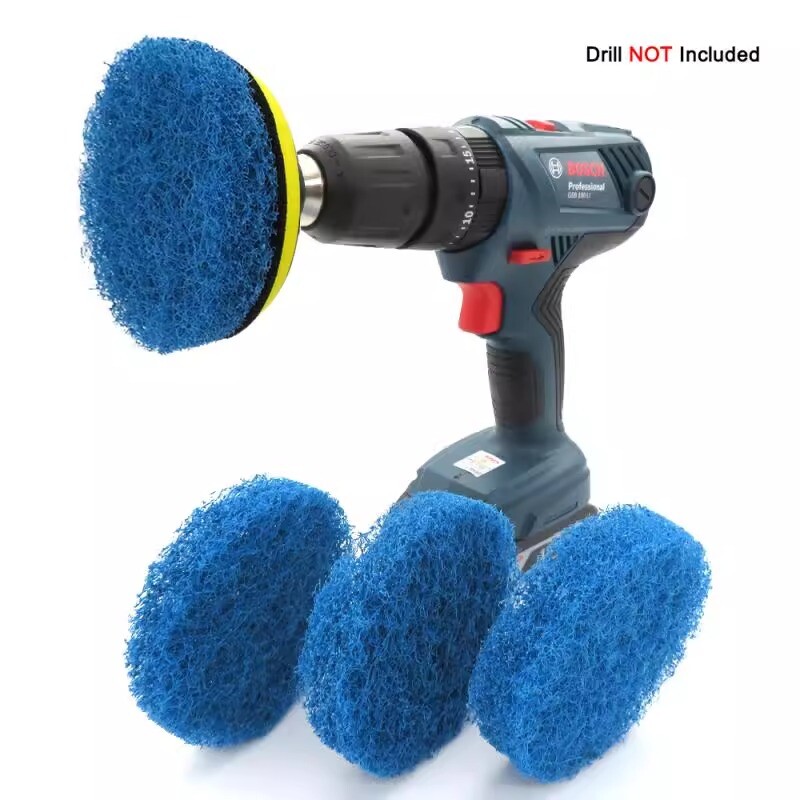 4 Inch 100mm Blue Round Flocking Scouring Pad Nylon Fiber Abrasive Sanding Discs