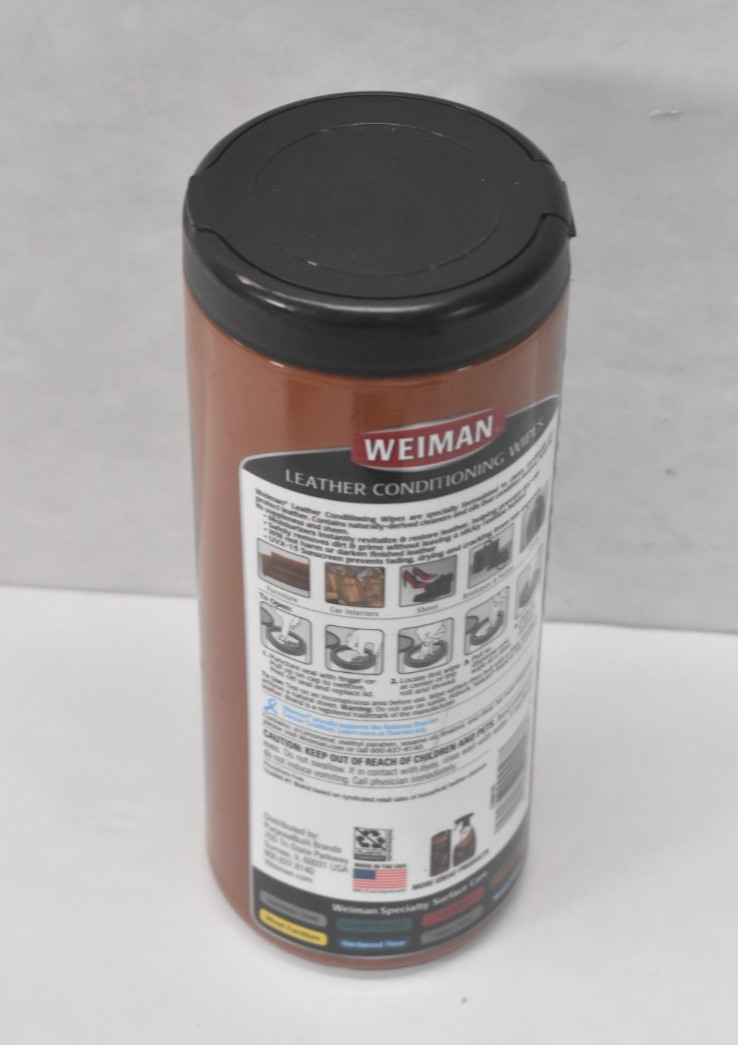 Weiman Leather Conditioning Wipes w UV Protection 3 In 1 8″ x 8″ Wipes 30 Pack