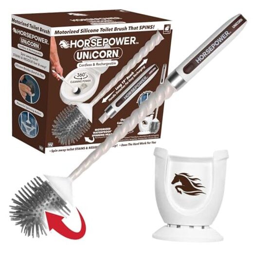 Unicorn Electric Toilet Brush – Motorized 360° Silicone Bristles, Brown