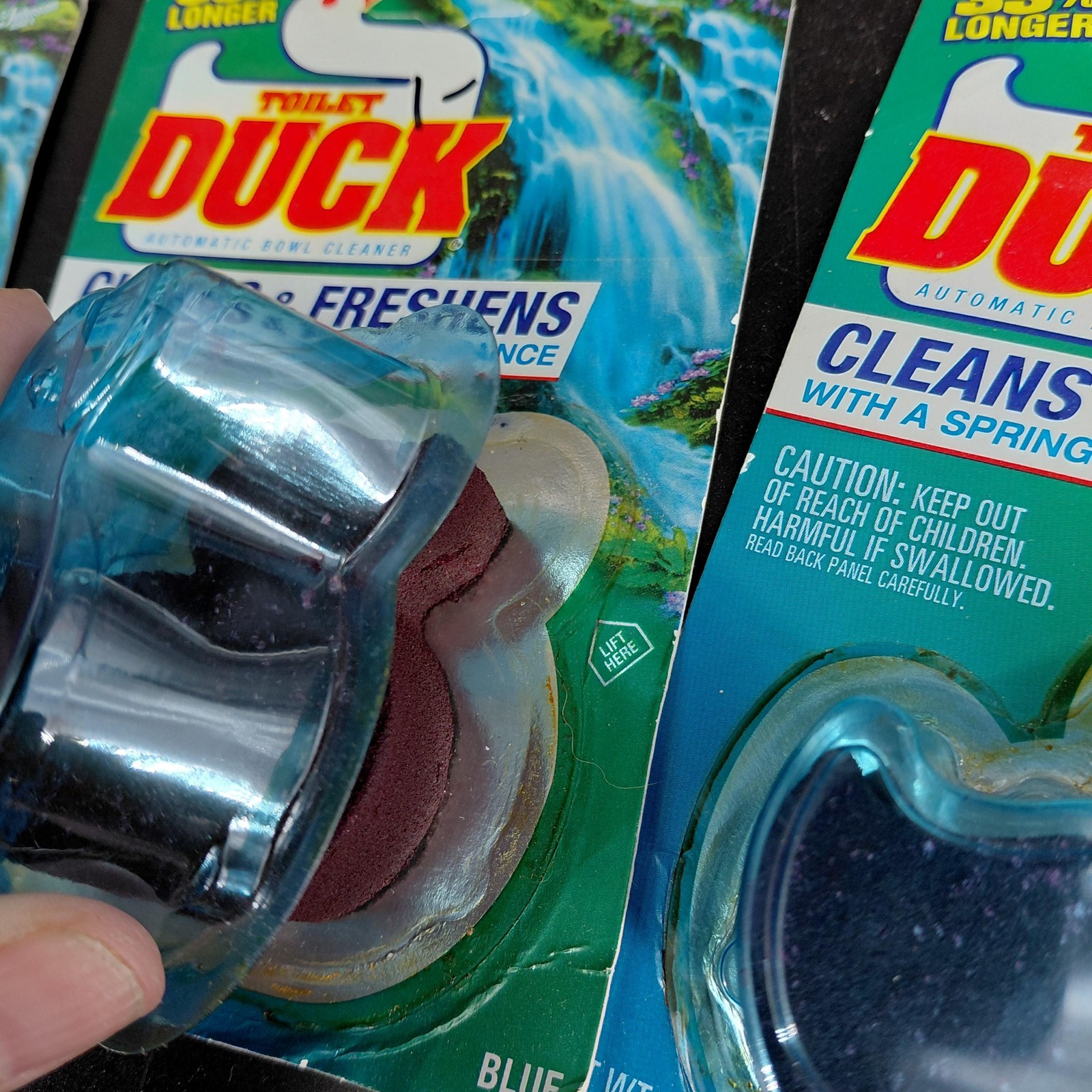 Vintage Toilet Duck Automatic Bowl Cleaner Set 3 Blue 1.7oz Spring Fresh Scent