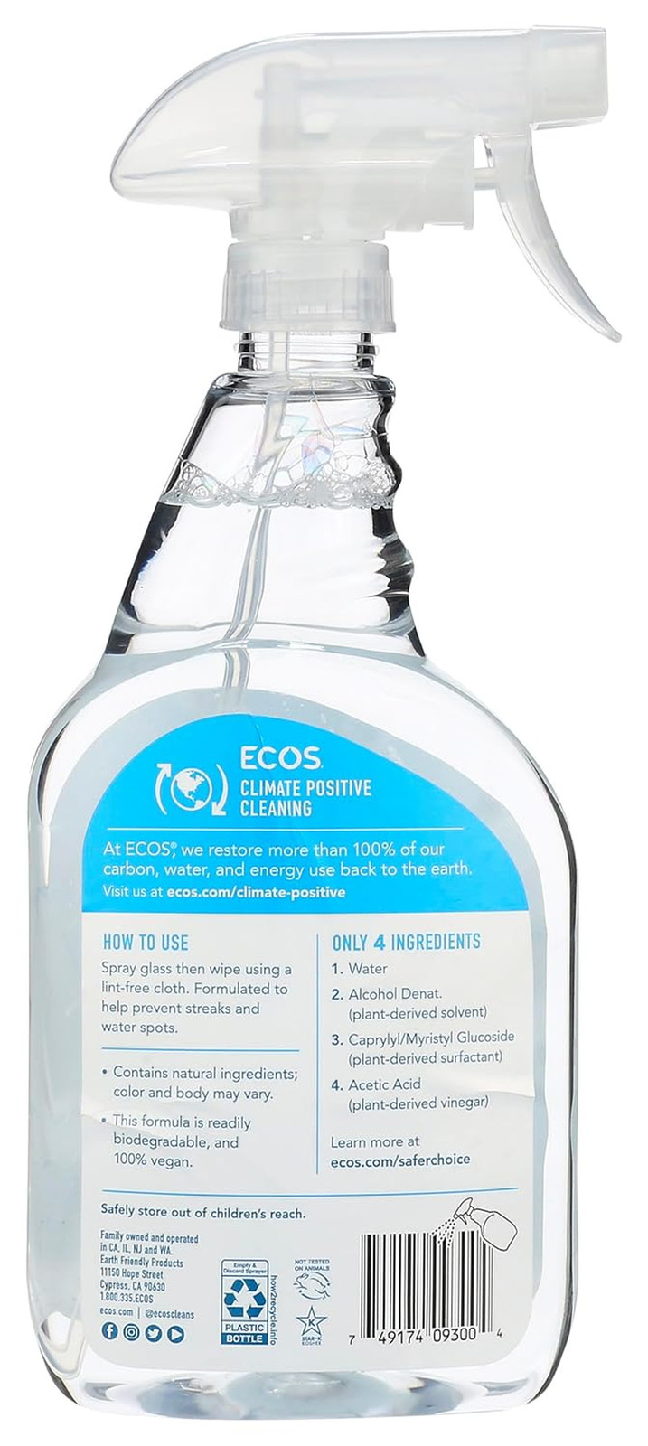 Earth Friendly Products Window Cleaner with Vinegar, 22 Oz