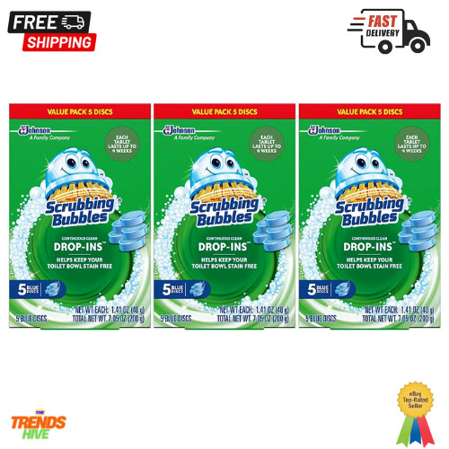 Scrubbing Bubbles Toilet Tablets, Continuous Clean Toilet Drop Ins 3 pack 15 ct