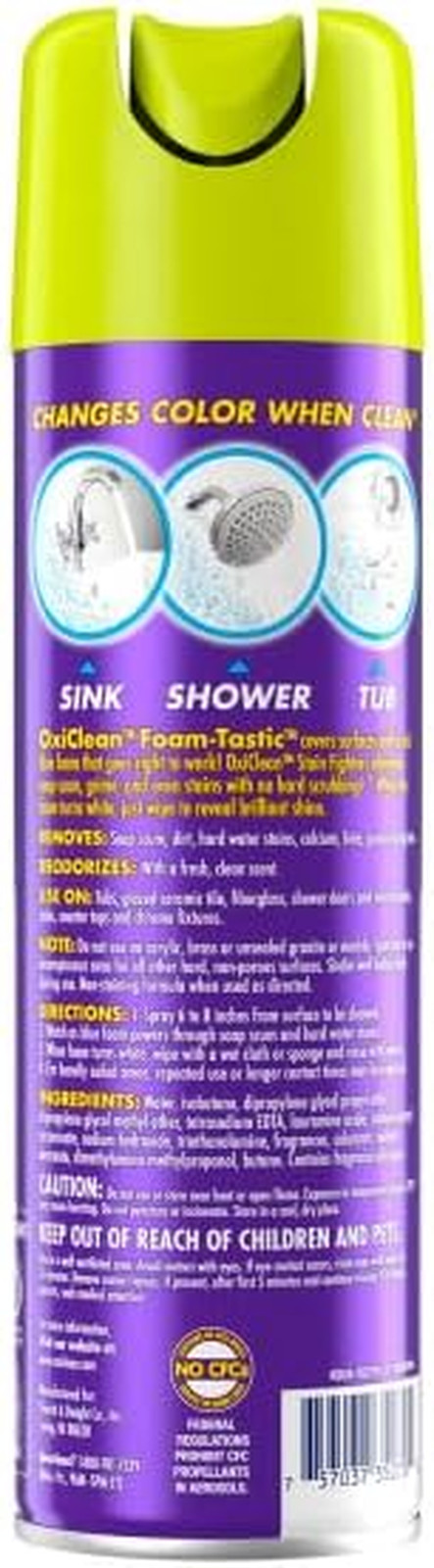 OxiClean Foam-Tastic Foaming Bathroom Cleaner, Fresh Scent, 19 oz Spray Can (…