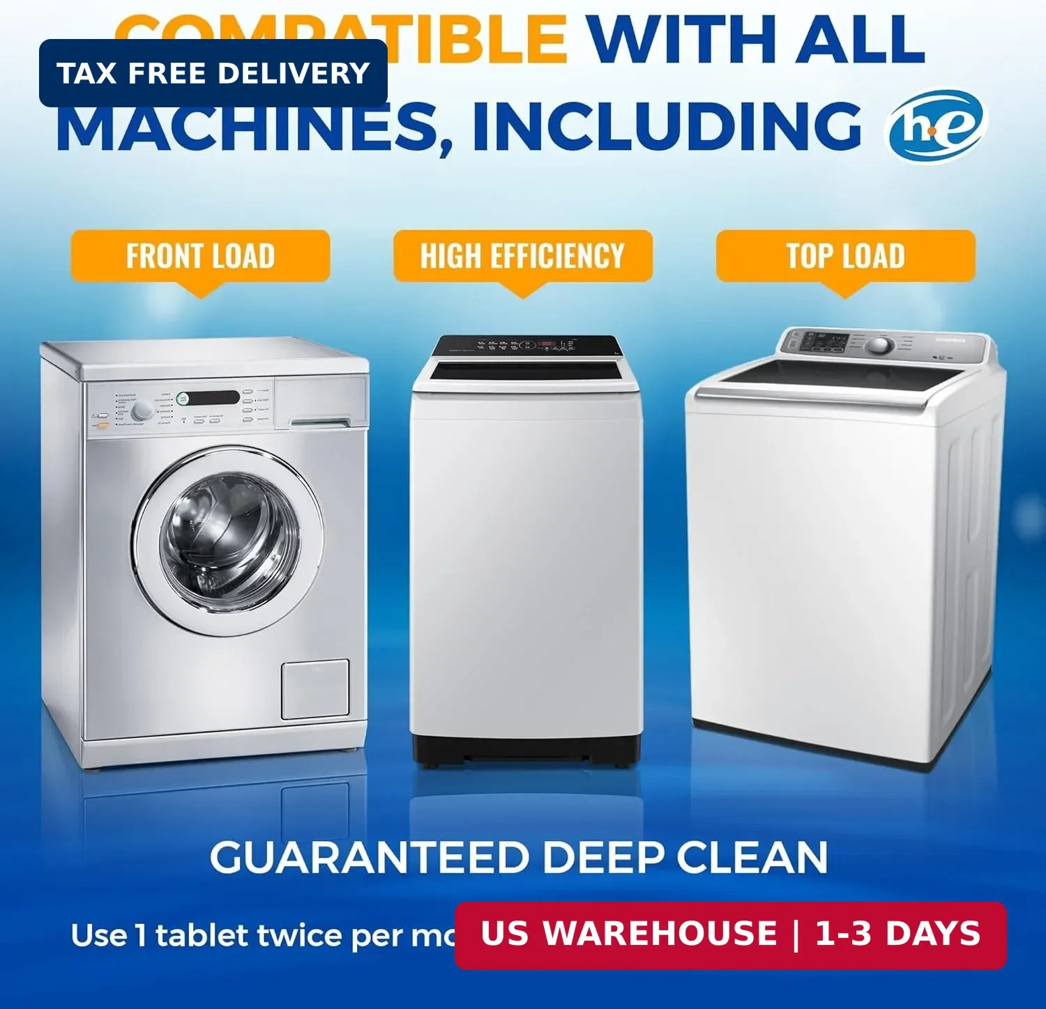 Washing Machine Cleaner Tablets 24 pack Powerful Descaler -Deep Cleaning for HE