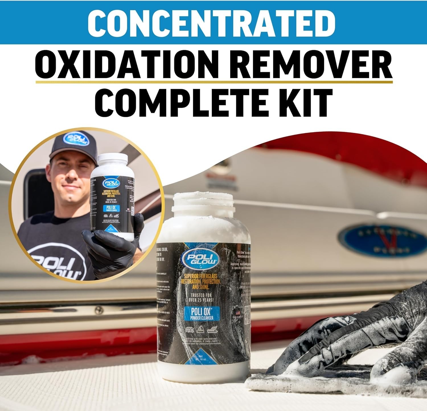 Poli Ox Oxidation Boat & RV Fiberglass Restoration Kit – Removes Heavy Oxidation