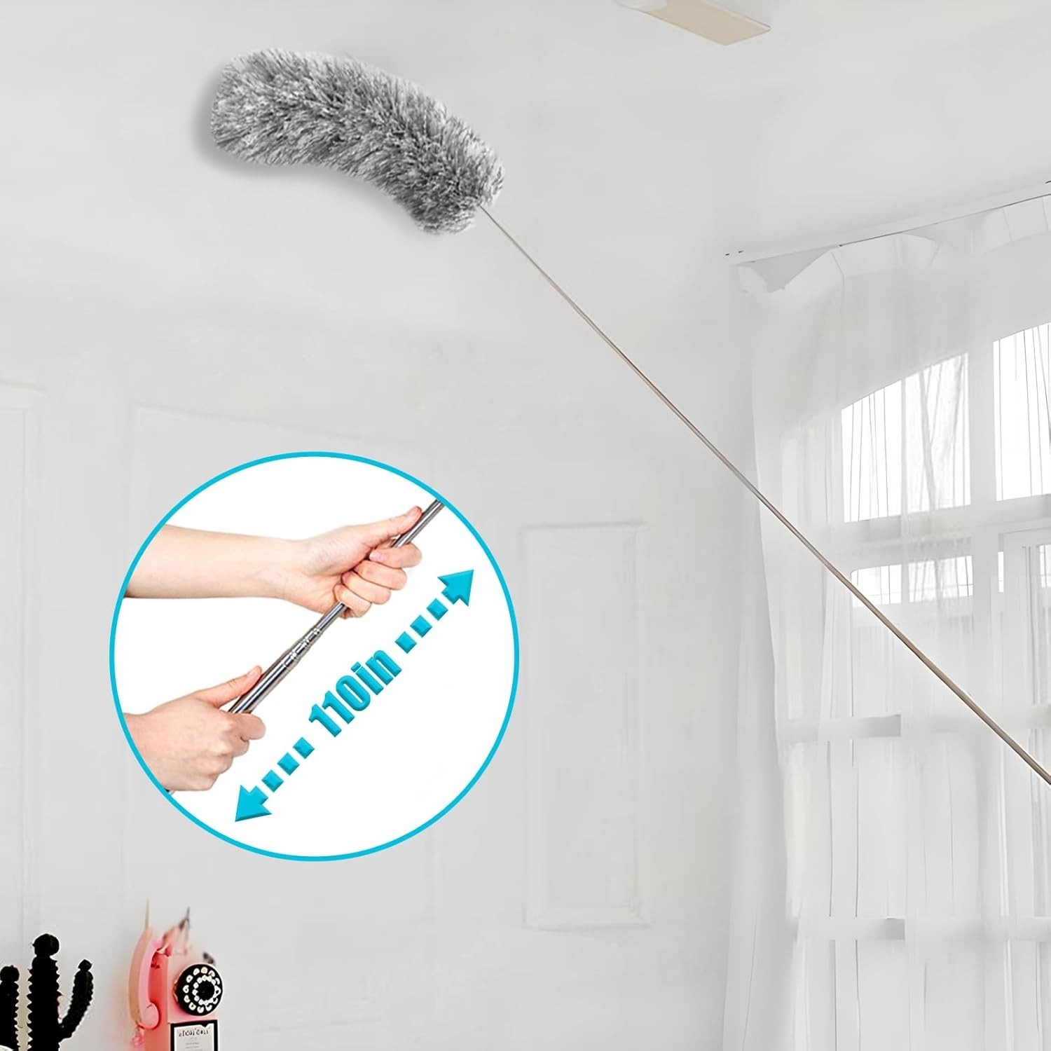 Versatile 110-Inch Feather Duster – Perfect for Cleaning Fans, Blinds & Ceilings