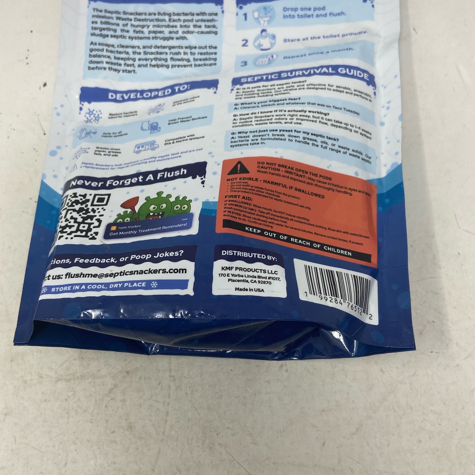 Septic Snackers Septic Tank Pods 2X Strength Blue, 12 Pods/1 Year