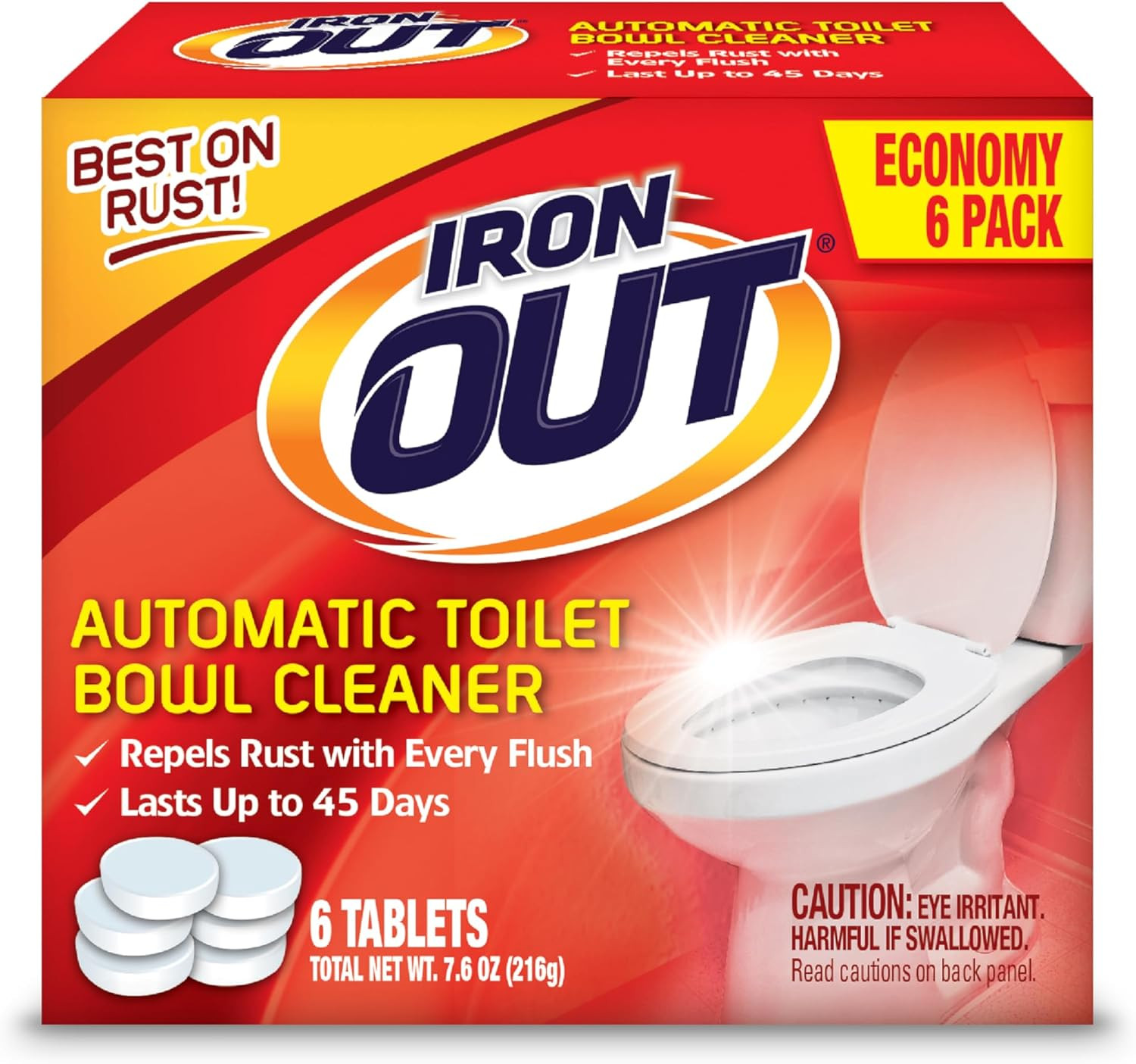 Automatic Toilet Bowl Cleaner, Removes & Prevents Rust Stains, 6 Tablets