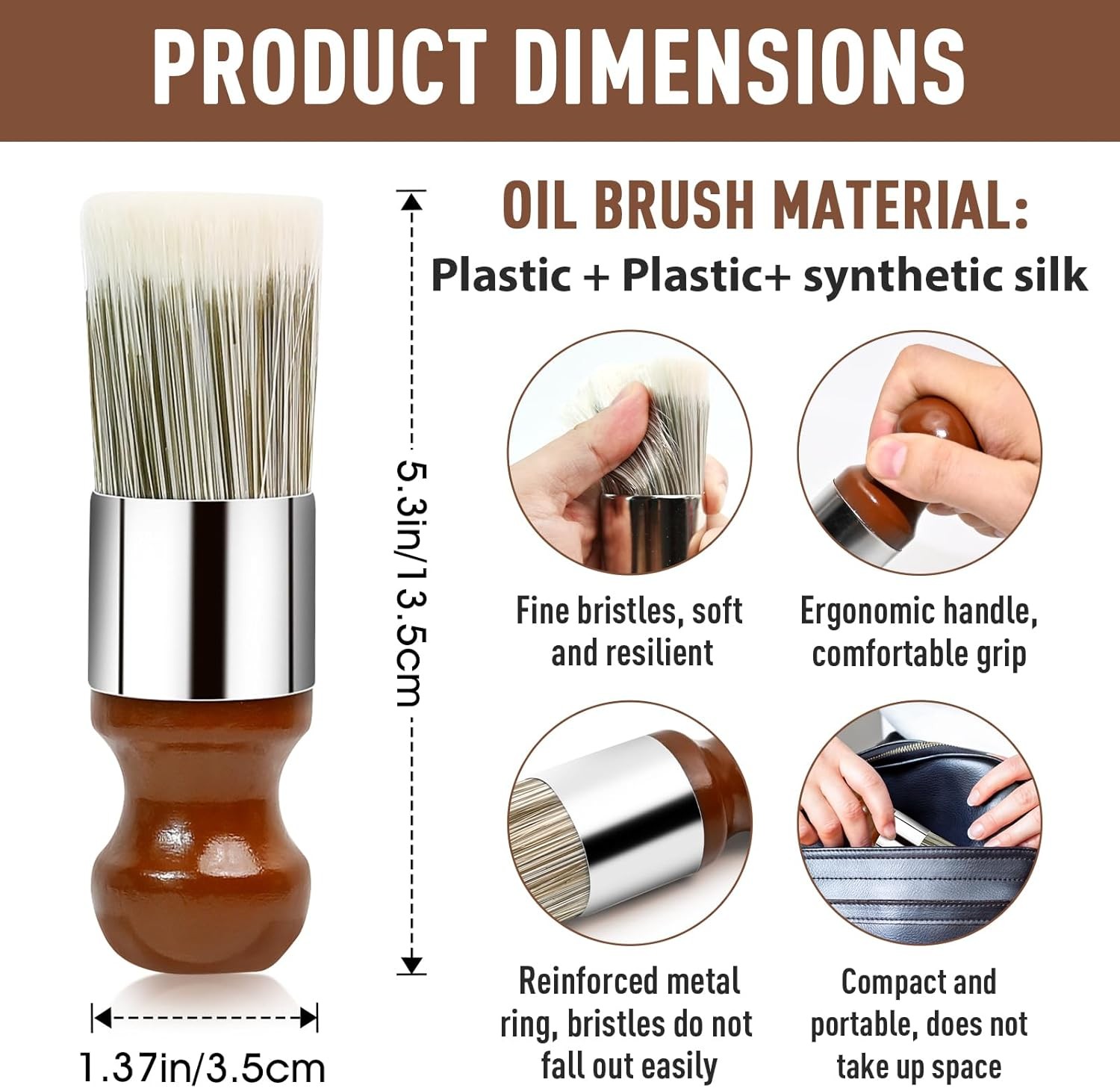 Brush for Leather and Furniture Salve – Durable Wax Brushing Tool with Comfortab