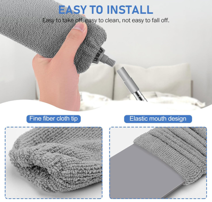 Retractable Gap Duster with Extension Pole Long Handle Cleaning Tool for Furnitu
