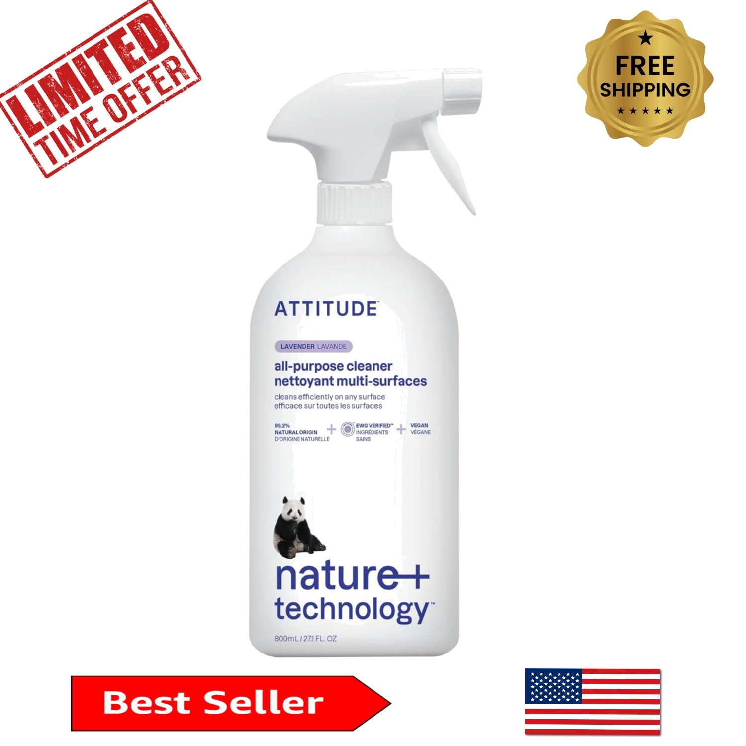 Eco-Friendly Lavender Multi-Surface Cleaner – with 94% Natural Ingredients