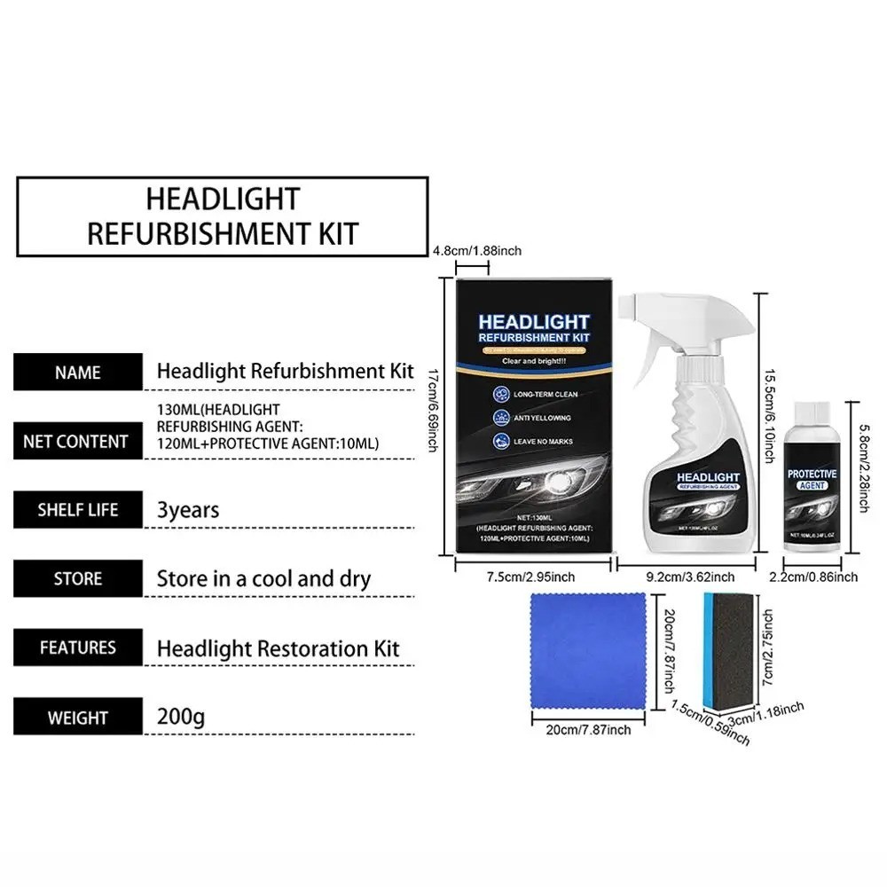 Q4 Headlight Restoration,Fullofcarts Headlight Cleaner,Headlight Restoration Kit