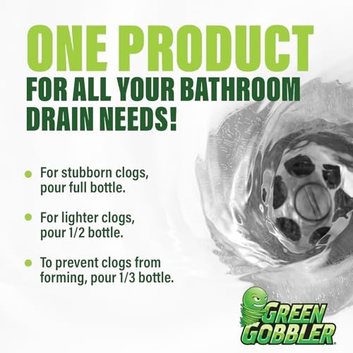 Green Gobbler Ultra Concentrated Drain Clog Remover, Hair & Soap Dissolver, 2 Pa