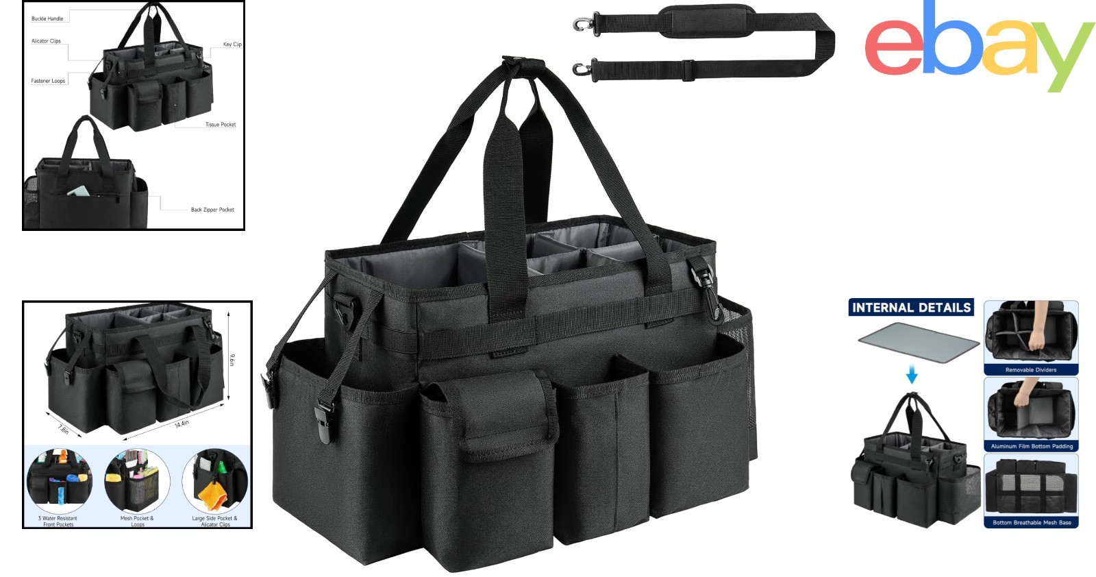 Quality Cleaning Caddy with Adjustable Strap and 7 Organizational Compartments