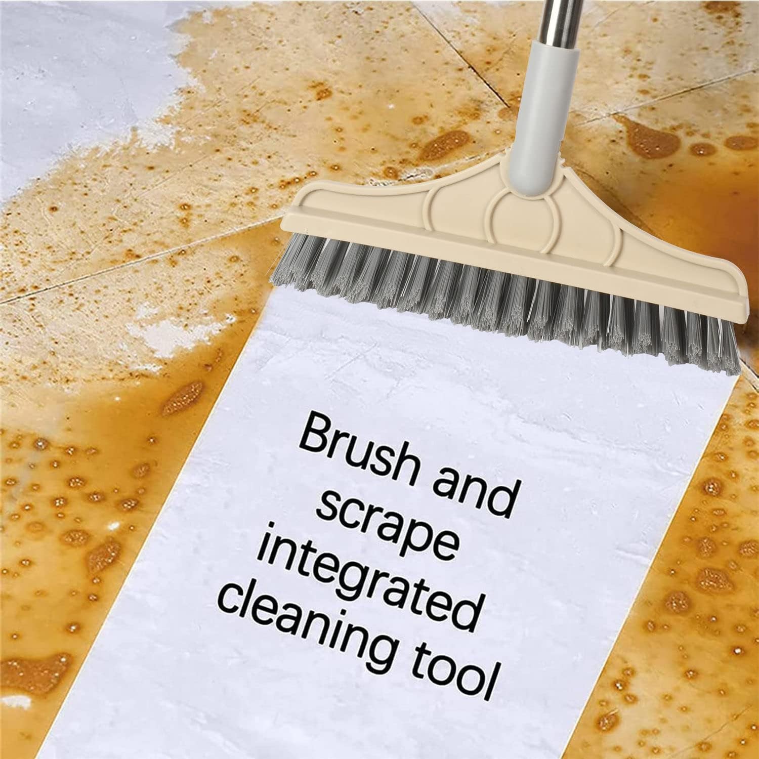 1 Floor Brush Scrubber with Long Handle Grout Brush 3 Poles 53.5” New