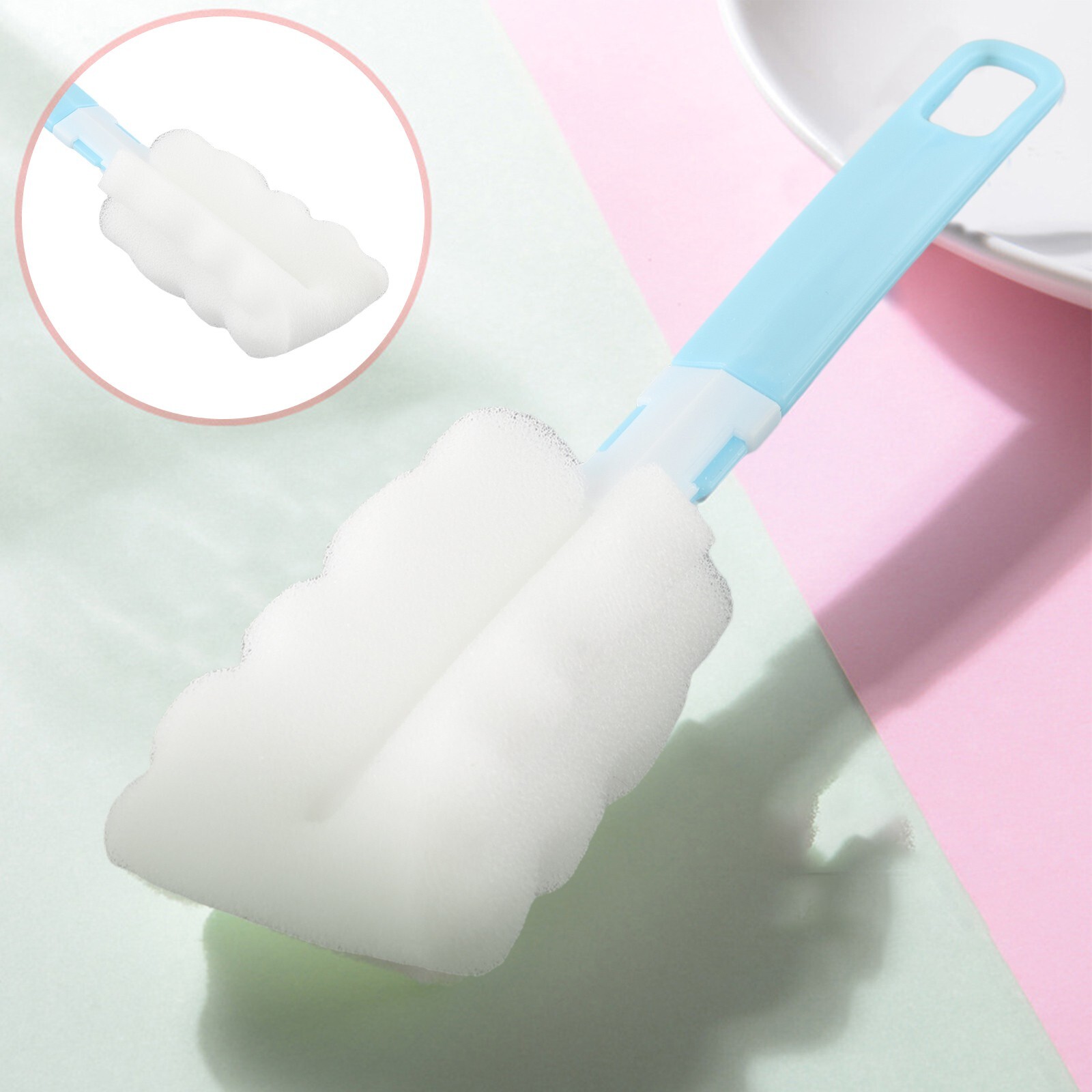 Sponge Handle Brush Foam for Bottle Cup Glass Kitchen Car Baby Bottle Cleaning