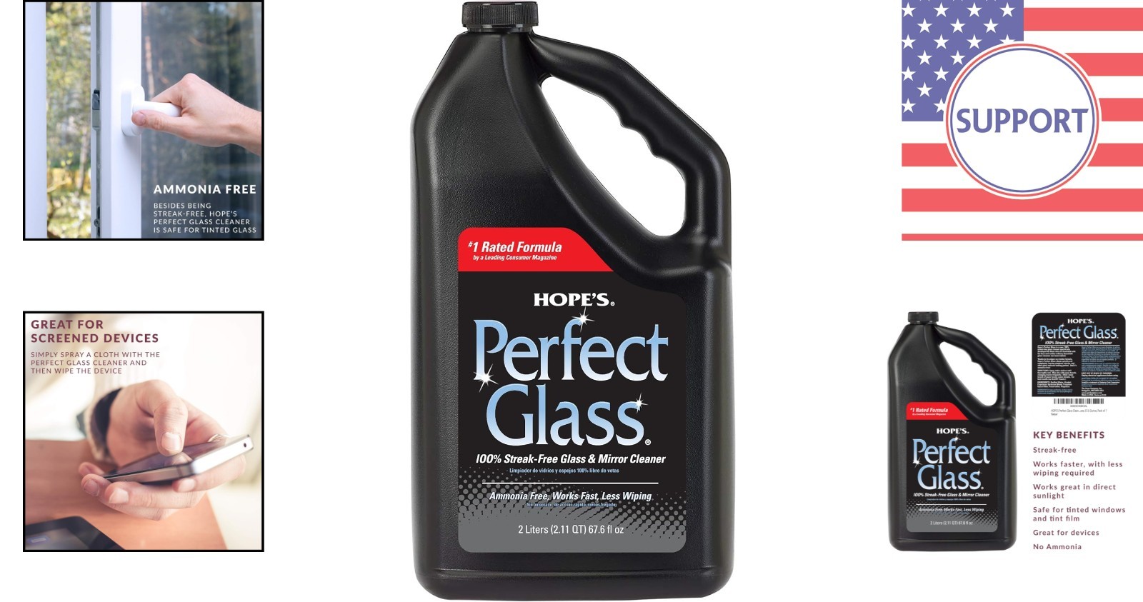 67.6oz Perfect Glass Cleaner Spray – Effective on Tinted Glass & Shower Doors