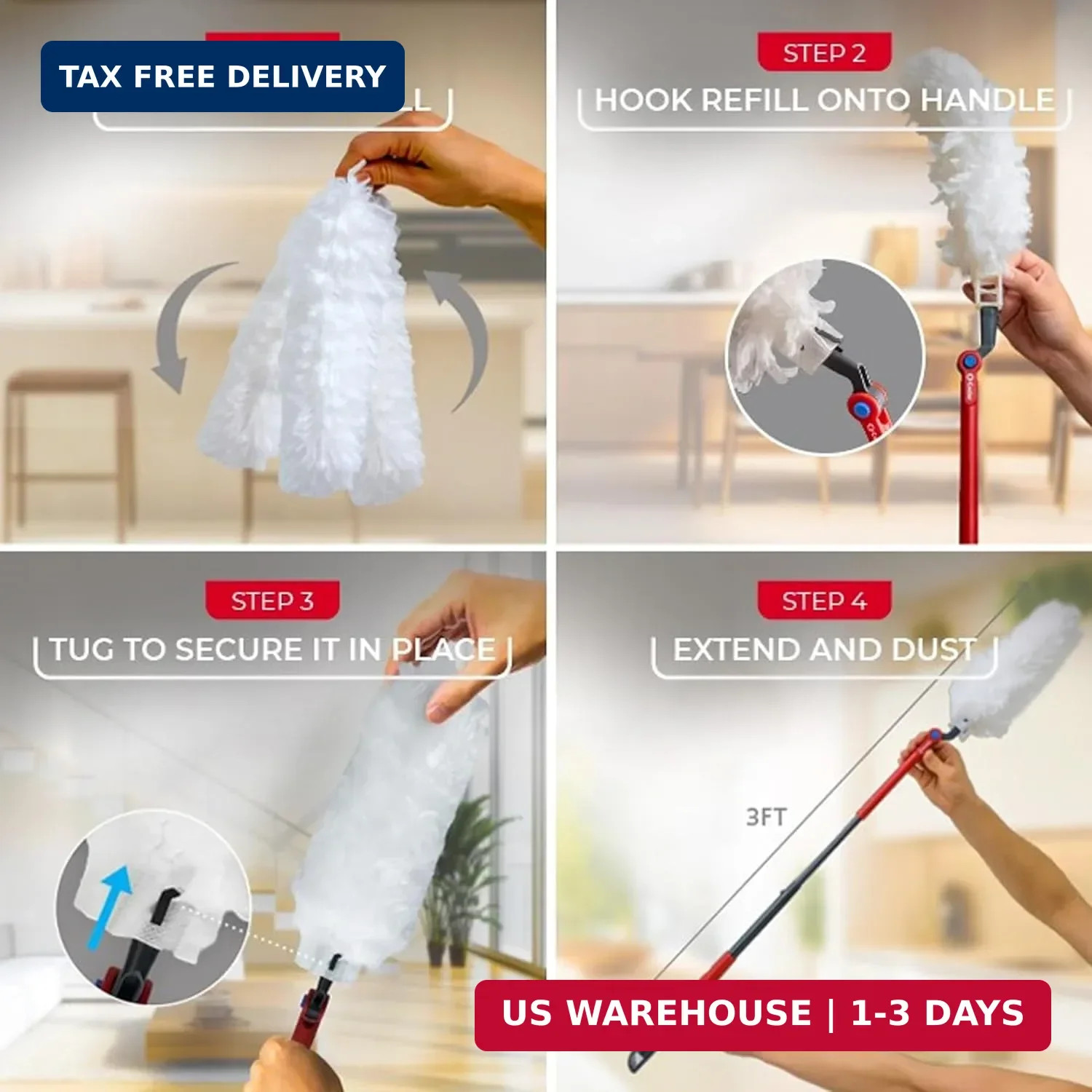 O-Cedar Flex & Catch Heavy Duty Dusting Kit with 3 Disposable Duster Refills | N