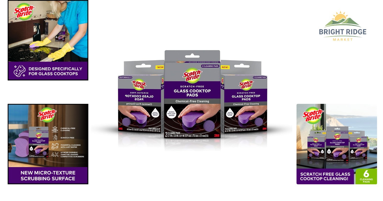 Scratch-Free Cooktop Cleaning Pads, Non-Abrasive Scrubbers for Glass Stovetops