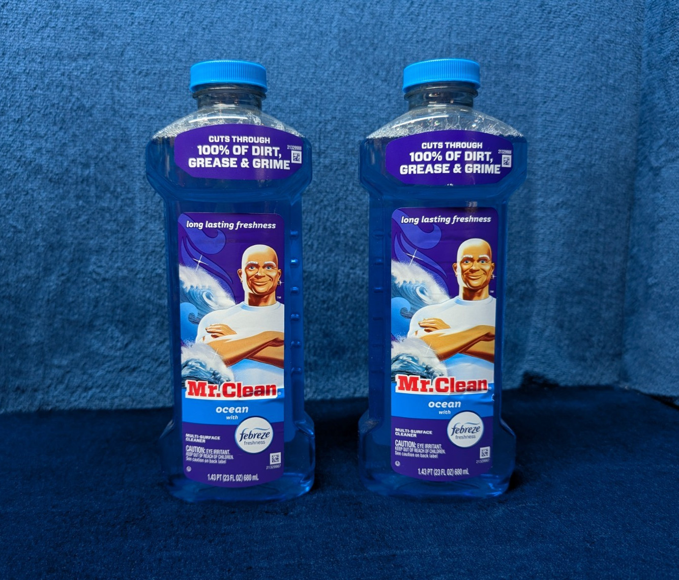 2 – 23oz Mr. Clean Multi Surface Cleaner Febreze Ocean Household Scent