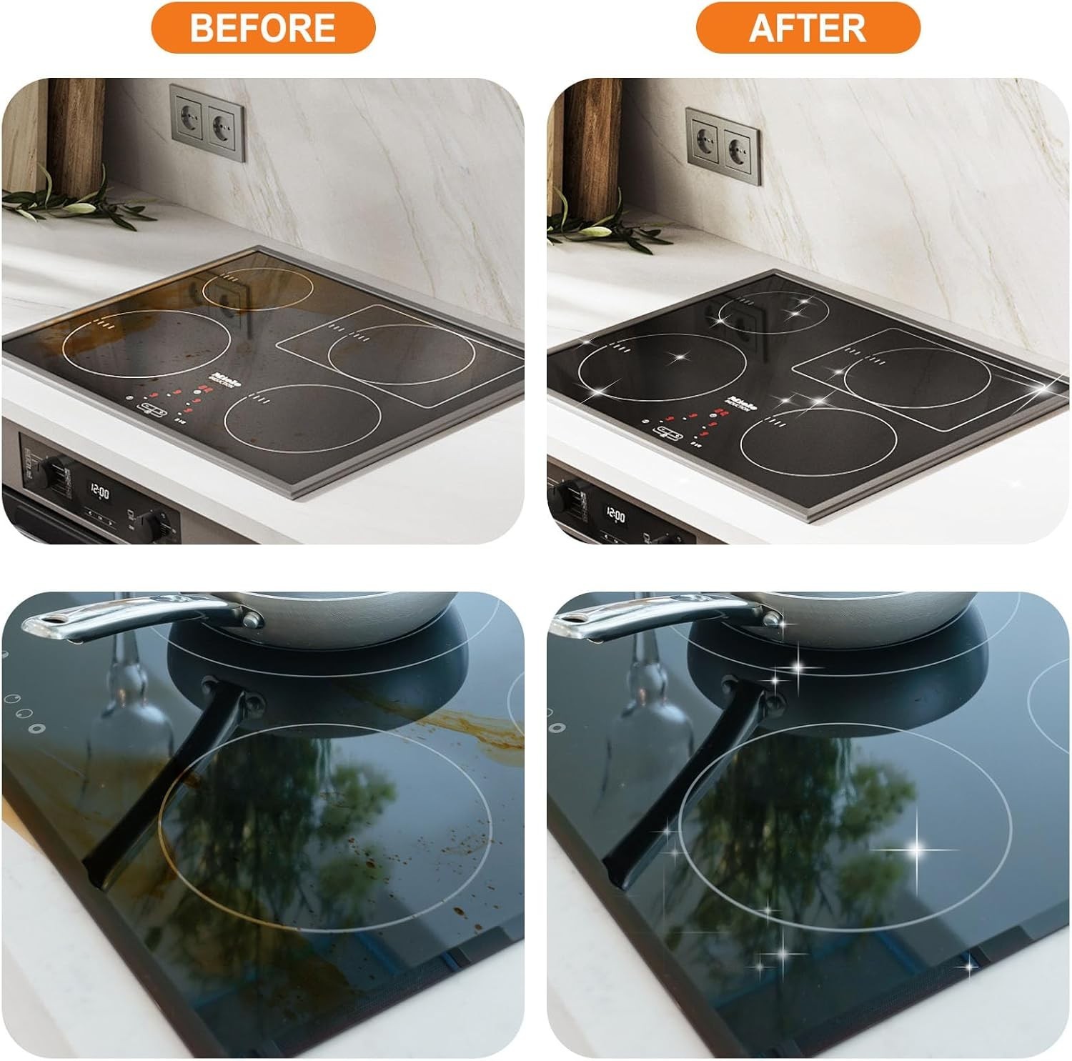 Meuvcol Glass Stove Top Cleaner Kit, 12 Oz Glass Cooktop Cleaner Non-Abrasive…