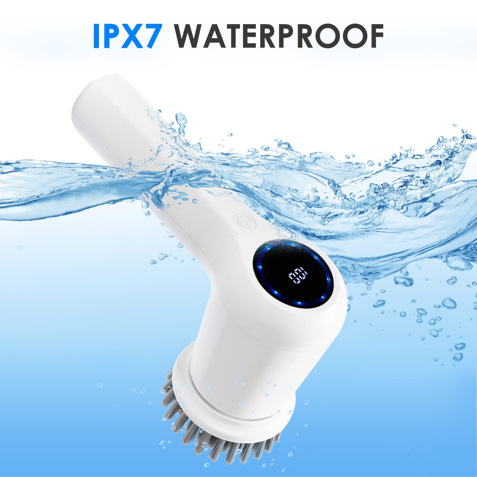 Electric Spin Scrubber Power Cleaning Brush Shower Scrubber With Digital Display