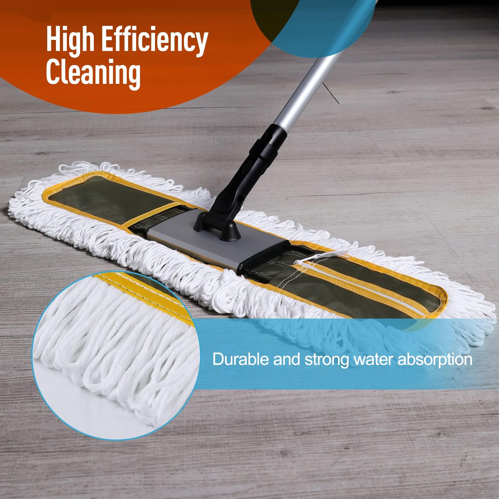 24″ Commercial Dust Mop for Floor Cleaning, Heavy Duty Floor Mop with 59” Ext…