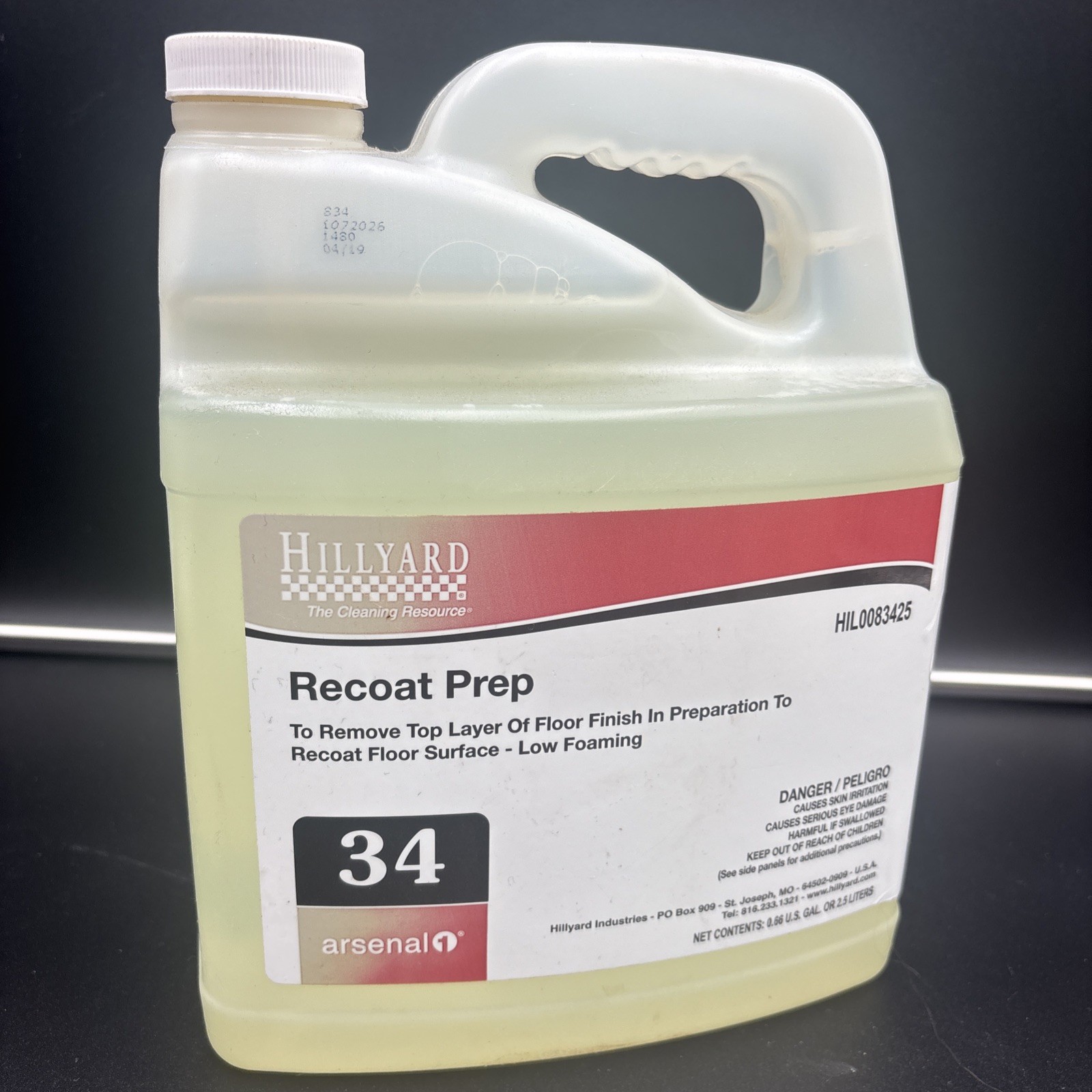 Hillyard Recoat Prep 34 Arsenal 2.5 Liters .66 Gal Remove Top Layer Floor Finish