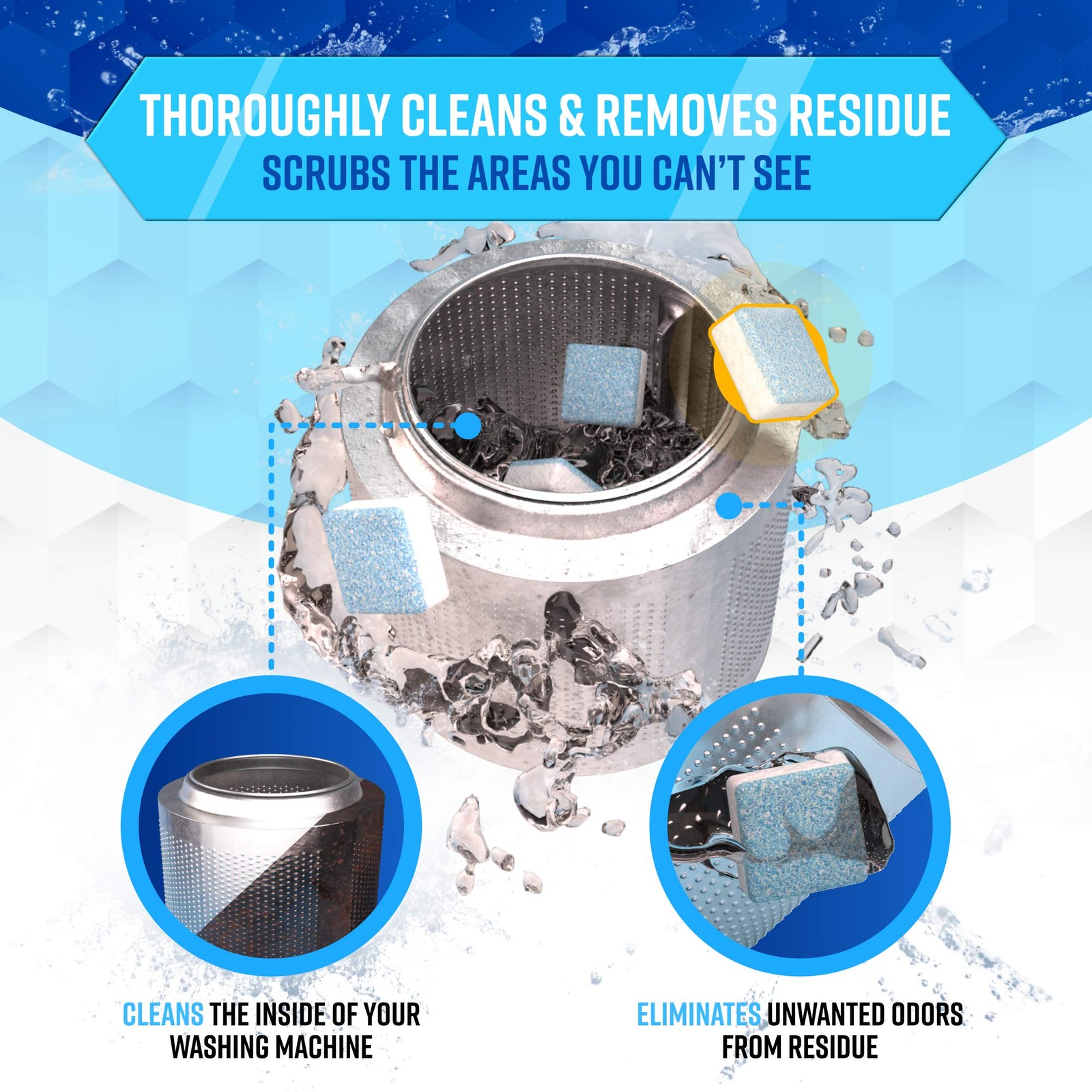 Washing Machine Cleaner Descaler 24 Pack – 1 Count (Pack of 24), Blue/White