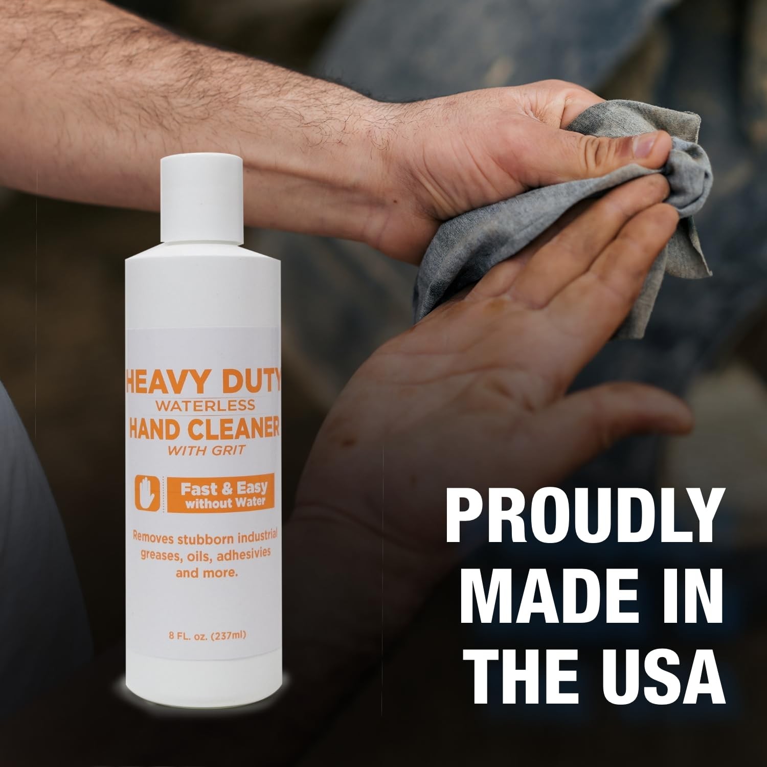 Heavy Duty Waterless Hand Cleaner with Grit – 8oz Bottle of Waterless Hand Cl…