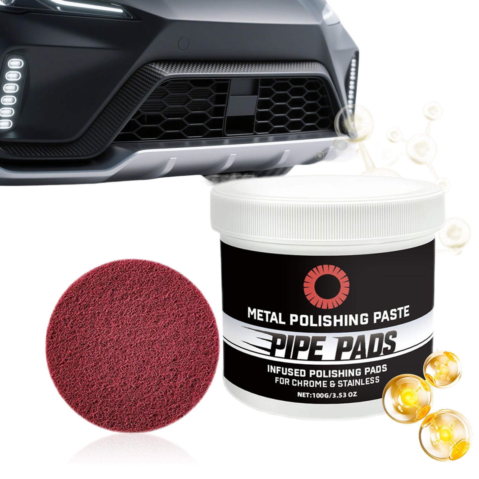 1pc Metal Polish Paste Protectant Scratch Remover Pipe Infused Polishing Pads.