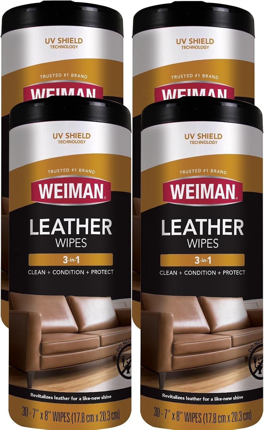 Leather Cleaner Wipes – Pack of 4 for Furniture, Car Interior & Accessories Care