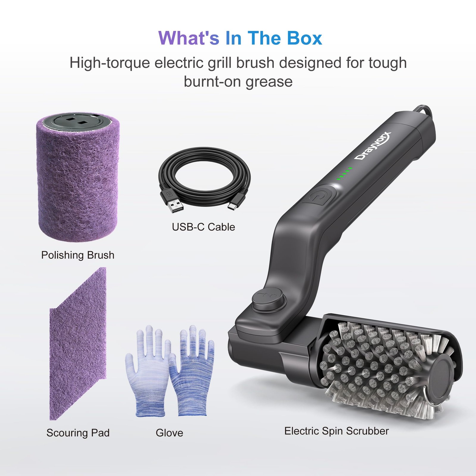 Electric Grill Brush, 20kg High Torque BBQ Cleaner with 3 Speed Modes, Reinfo…