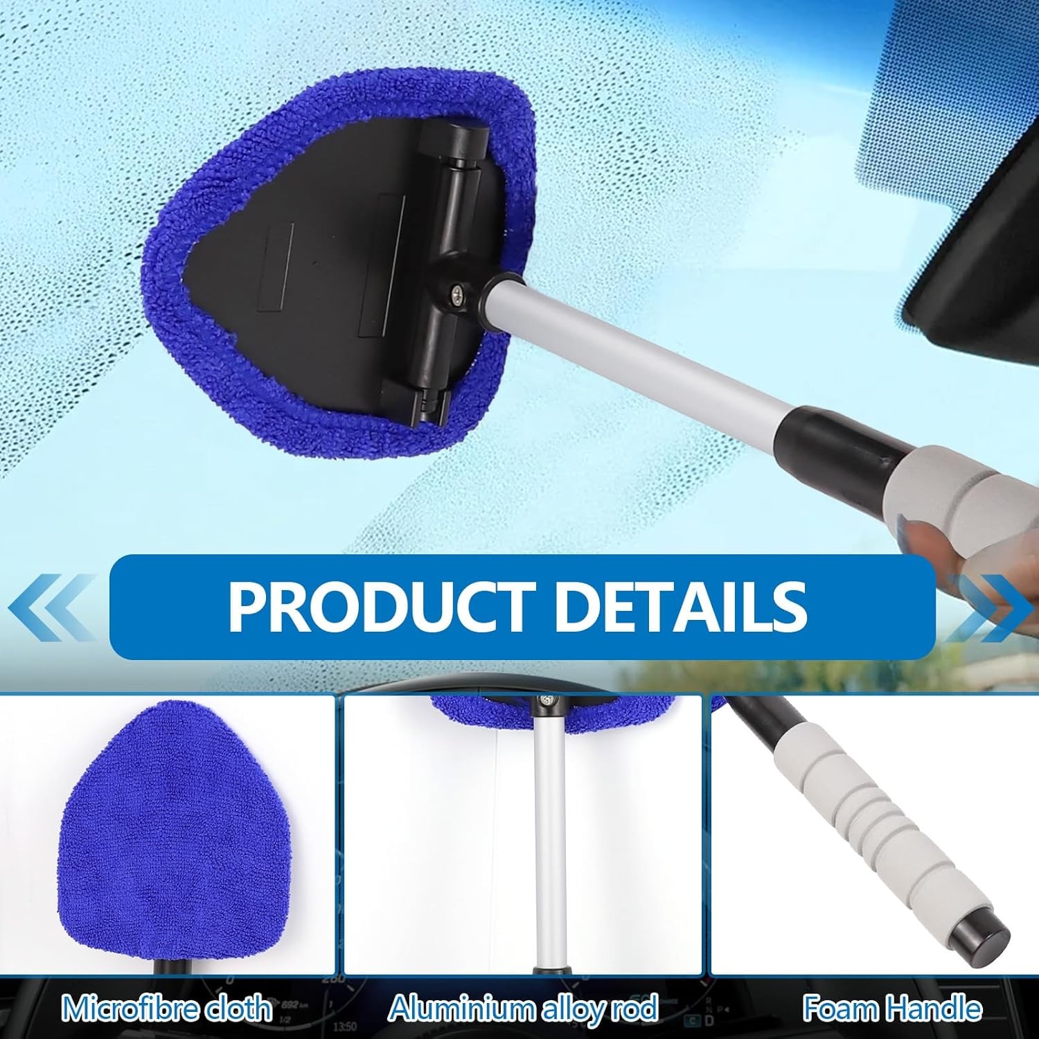 Car Windshield Cleaning Tool, Windshield Window Cleaner, Auto Wind Color: Blue